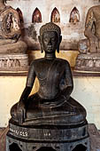 Vientiane, Laos - Wat Si Saket, The gallery around the sim houses thousands of Buddha statues in various mudras, dating  from the 16th century.